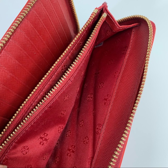 Tory Burch Red Leather Robinson Zip Around Wallet - Picture 8 of 10